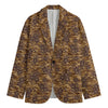 Brown Hawaiian Camo Flower Pattern Print Men's Blazer