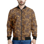 Brown Hawaiian Camo Flower Pattern Print Men's Bomber Jacket