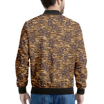 Brown Hawaiian Camo Flower Pattern Print Men's Bomber Jacket