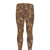 Brown Hawaiian Camo Flower Pattern Print Men's leggings