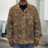 Brown Hawaiian Camo Flower Pattern Print Men's Shirt Jacket