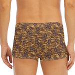 Brown Hawaiian Camo Flower Pattern Print Men's Short Boxer Briefs