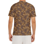 Brown Hawaiian Camo Flower Pattern Print Men's Short Sleeve Rash Guard