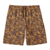 Brown Hawaiian Camo Flower Pattern Print Men's Swim Trunks