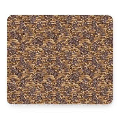 Brown Hawaiian Camo Flower Pattern Print Mouse Pad