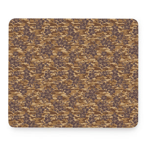 Brown Hawaiian Camo Flower Pattern Print Mouse Pad