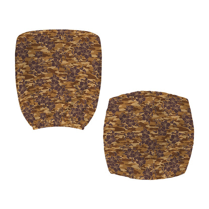 Brown Hawaiian Camo Flower Pattern Print Office Chair Cover
