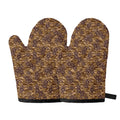 Brown Hawaiian Camo Flower Pattern Print Oven Mitts