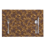 Brown Hawaiian Camo Flower Pattern Print Placemat