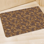 Brown Hawaiian Camo Flower Pattern Print Polyester Doormat