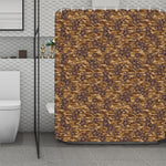 Brown Hawaiian Camo Flower Pattern Print Polyester Shower Curtain