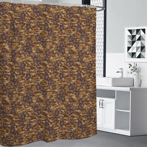 Brown Hawaiian Camo Flower Pattern Print Premium Shower Curtain