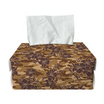 Brown Hawaiian Camo Flower Pattern Print Rectangle Tissue Box Cover
