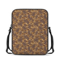 Brown Hawaiian Camo Flower Pattern Print Rectangular Crossbody Bag
