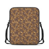 Brown Hawaiian Camo Flower Pattern Print Rectangular Crossbody Bag