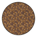 Brown Hawaiian Camo Flower Pattern Print Round Floor Mat