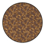 Brown Hawaiian Camo Flower Pattern Print Round Floor Mat