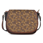 Brown Hawaiian Camo Flower Pattern Print Saddle Bag