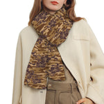 Brown Hawaiian Camo Flower Pattern Print Scarf
