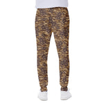 Brown Hawaiian Camo Flower Pattern Print Scuba Joggers