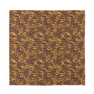 Brown Hawaiian Camo Flower Pattern Print Silk Bandana