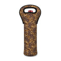 Brown Hawaiian Camo Flower Pattern Print Single Neoprene Wine Tote