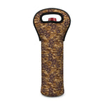 Brown Hawaiian Camo Flower Pattern Print Single Neoprene Wine Tote