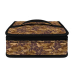 Brown Hawaiian Camo Flower Pattern Print Small Lunch Bag