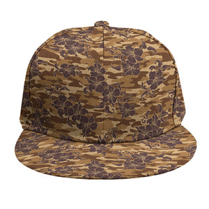 Brown Hawaiian Camo Flower Pattern Print Snapback Cap