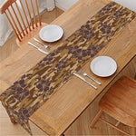 Brown Hawaiian Camo Flower Pattern Print Table Runner