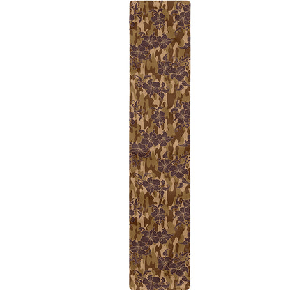 Brown Hawaiian Camo Flower Pattern Print Table Runner