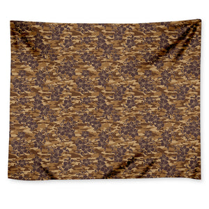 Brown Hawaiian Camo Flower Pattern Print Tapestry