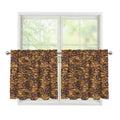 Brown Hawaiian Camo Flower Pattern Print Tier Curtains