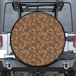 Brown Hawaiian Camo Flower Pattern Print Tire Cover