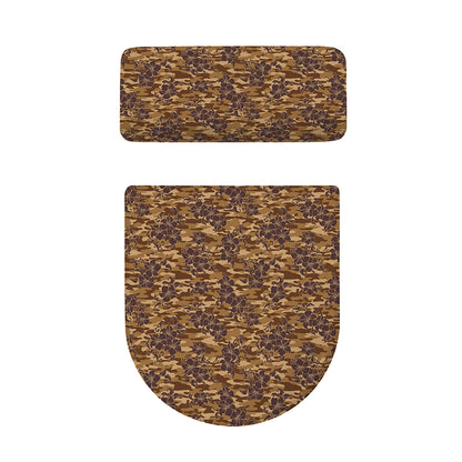 Brown Hawaiian Camo Flower Pattern Print Toilet Lid And Tank Cover Set