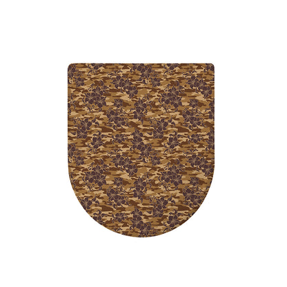 Brown Hawaiian Camo Flower Pattern Print Toilet Lid Cover