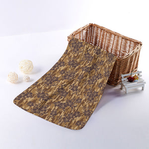 Brown Hawaiian Camo Flower Pattern Print Towel