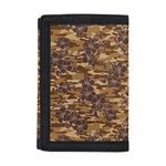 Brown Hawaiian Camo Flower Pattern Print Trifold Wallet