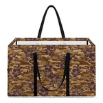 Brown Hawaiian Camo Flower Pattern Print Utility Tote Bag