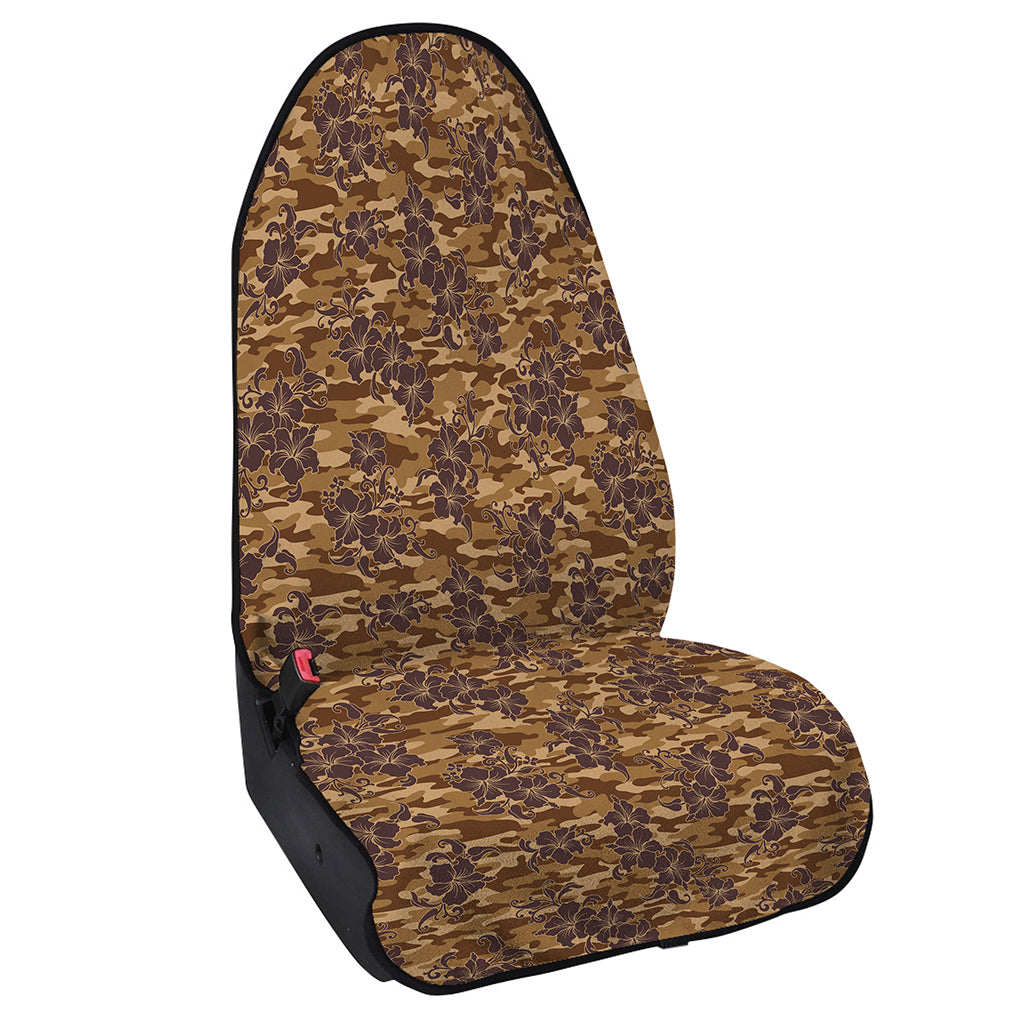 Brown Hawaiian Camo Flower Pattern Print Waterproof Car Seat Cover
