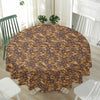 Brown Hawaiian Camo Flower Pattern Print Waterproof Round Tablecloth