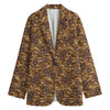 Brown Hawaiian Camo Flower Pattern Print Women's Blazer