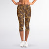 Brown Hawaiian Camo Flower Pattern Print Women's Capri Leggings