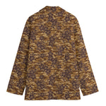 Brown Hawaiian Camo Flower Pattern Print Women's Cotton Blazer