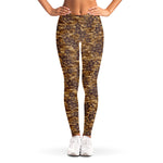 Brown Hawaiian Camo Flower Pattern Print Women's Leggings