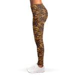 Brown Hawaiian Camo Flower Pattern Print Women's Leggings