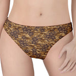 Brown Hawaiian Camo Flower Pattern Print Women's Thong