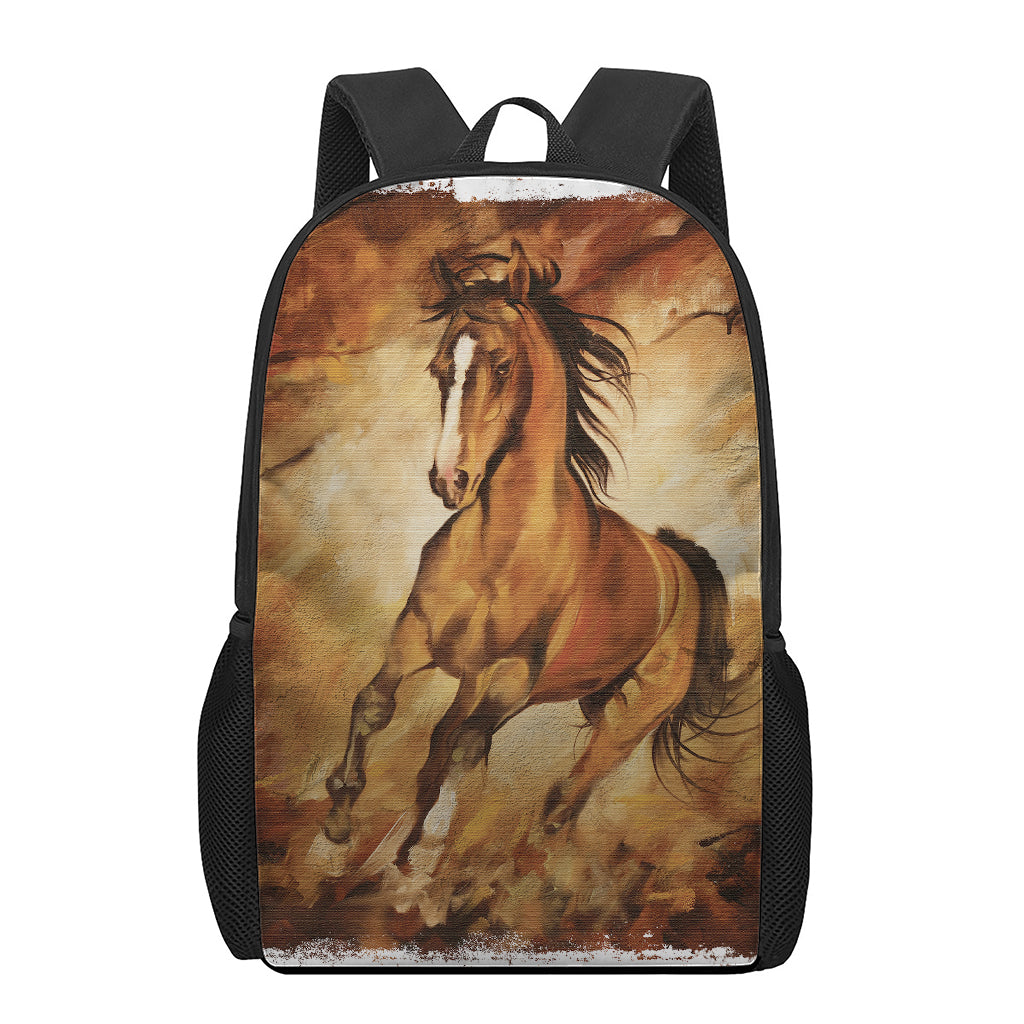 Brown Horse Painting Print 17 Inch Backpack