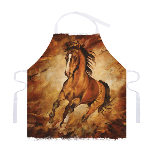 Brown Horse Painting Print Adjustable Apron
