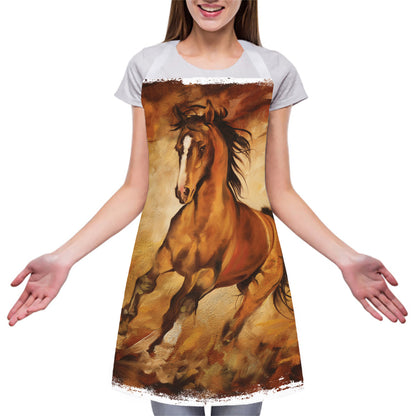 Brown Horse Painting Print Adjustable Apron